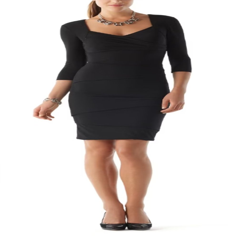 White House Black Market Instantly Slimming 3/4- sleeve Dress/ Size 0/ Black
